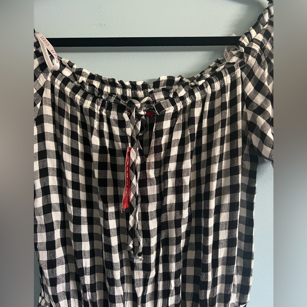 GUESS Romper Black & White Gingham Size M NWT 🏷️ has pockets!! - Picture 10 of 15